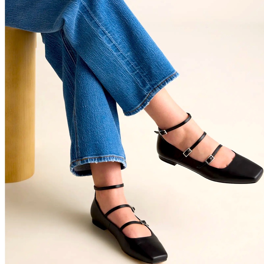 QUINCE Italian Leather Strappy Ballet Flat Size 7 NWB